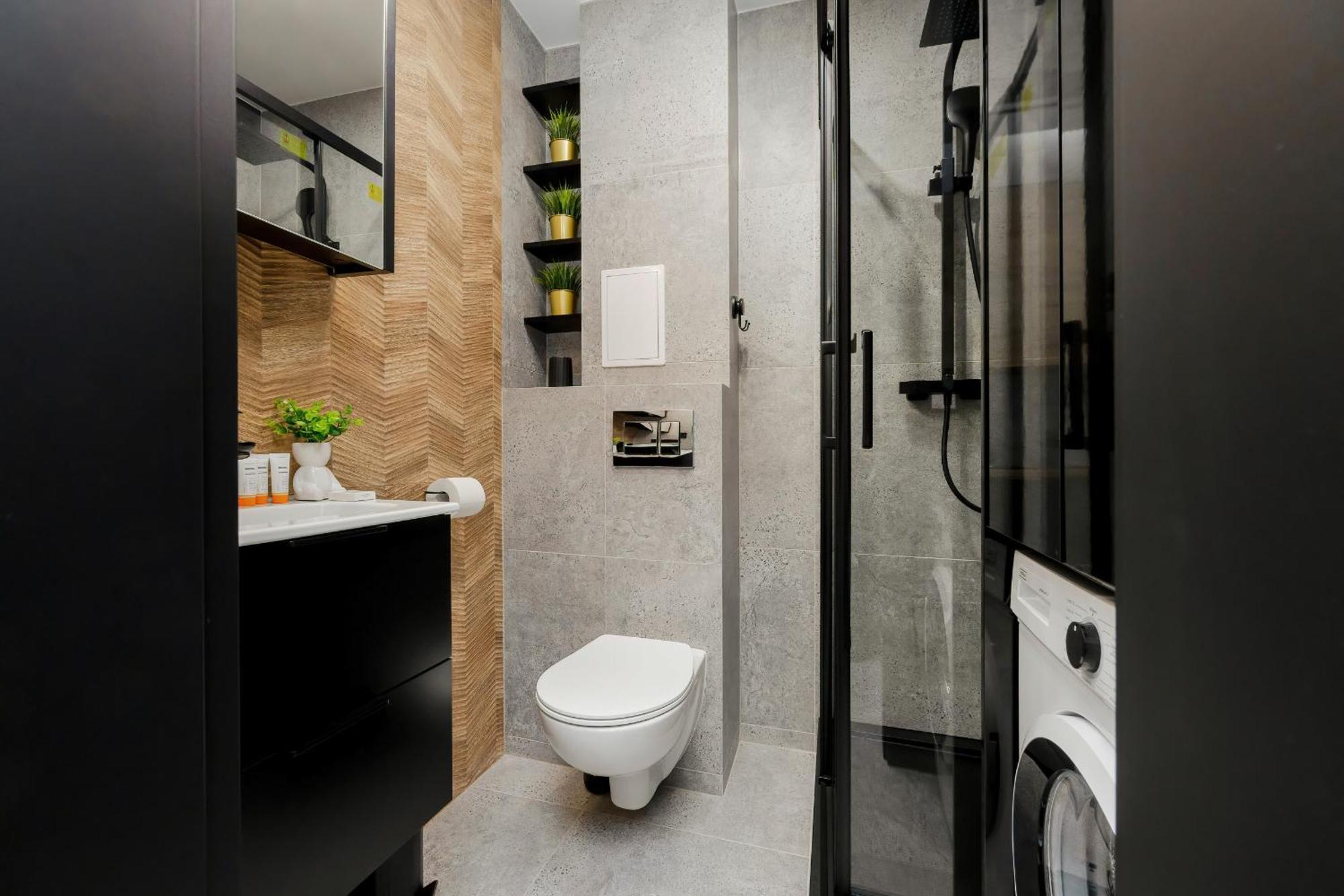 Modern Black & Wooden Apartment Warsaw Near The Airport By Noclegi Renters Екстер'єр фото